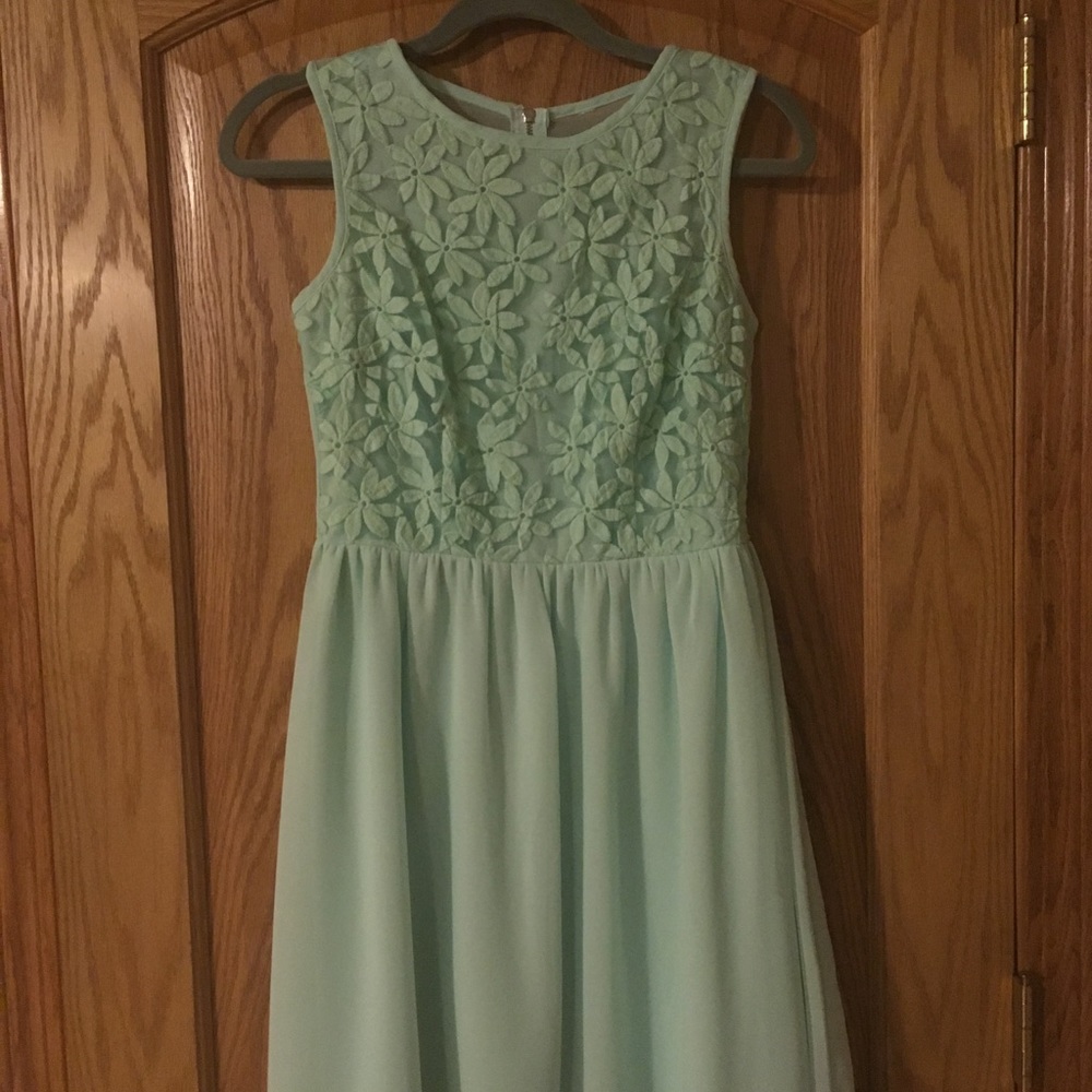 A-Line Mint Chiffon Dress - Great Easter Dress